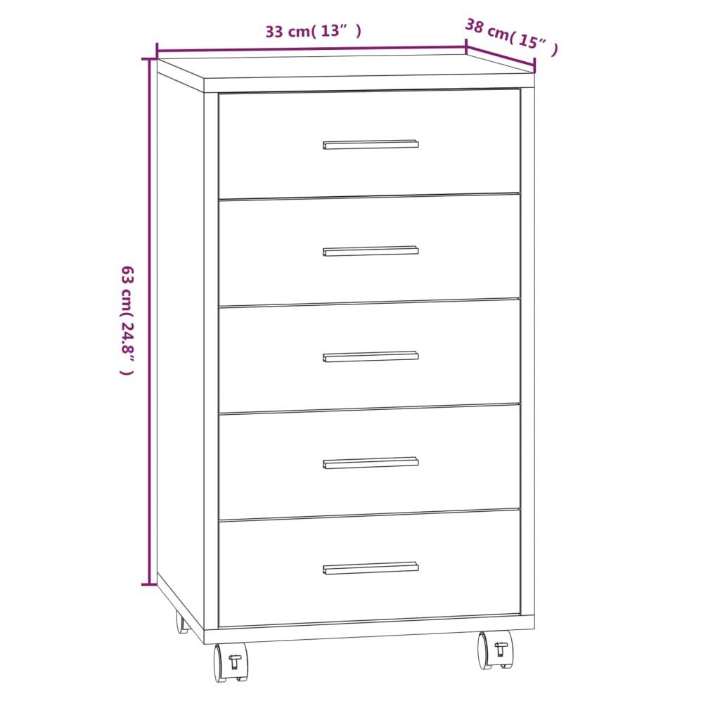 Drawer Cabinet with Castors High Gloss White Engineered Wood Price