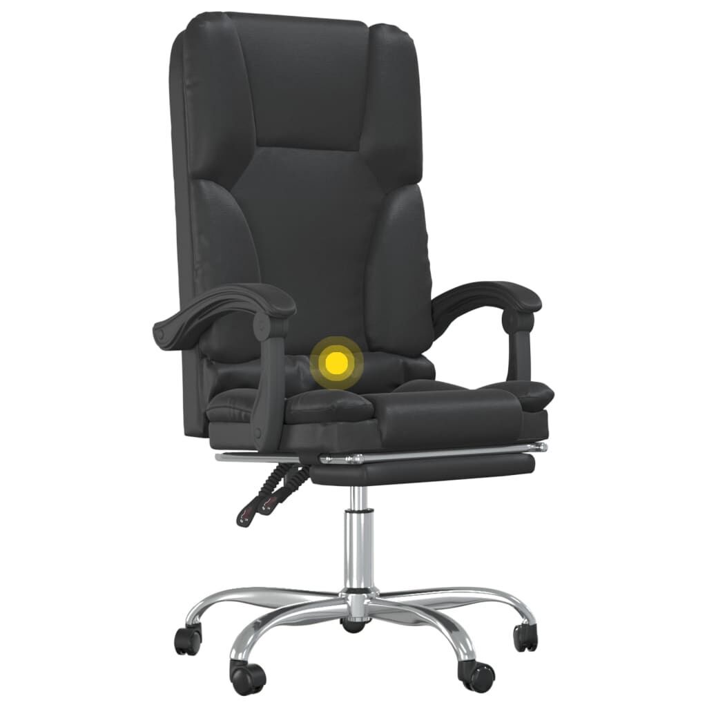 Massage Reclining Office Chair Black Faux Leather Price