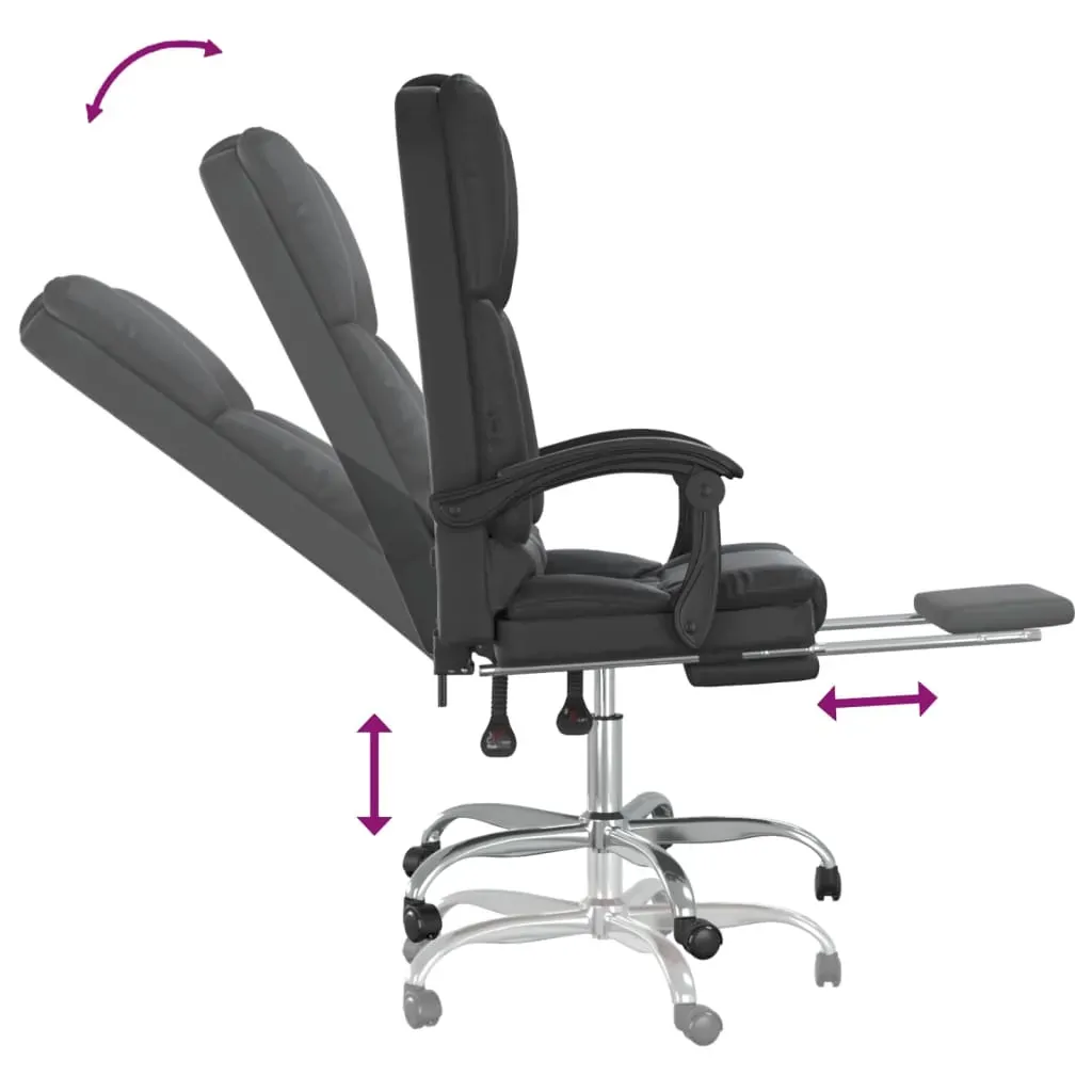 Massage Reclining Office Chair Black Faux Leather Price