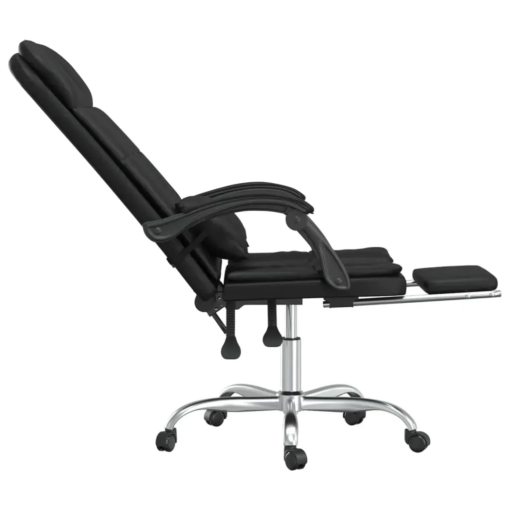 Massage Reclining Office Chair Black Faux Leather Price