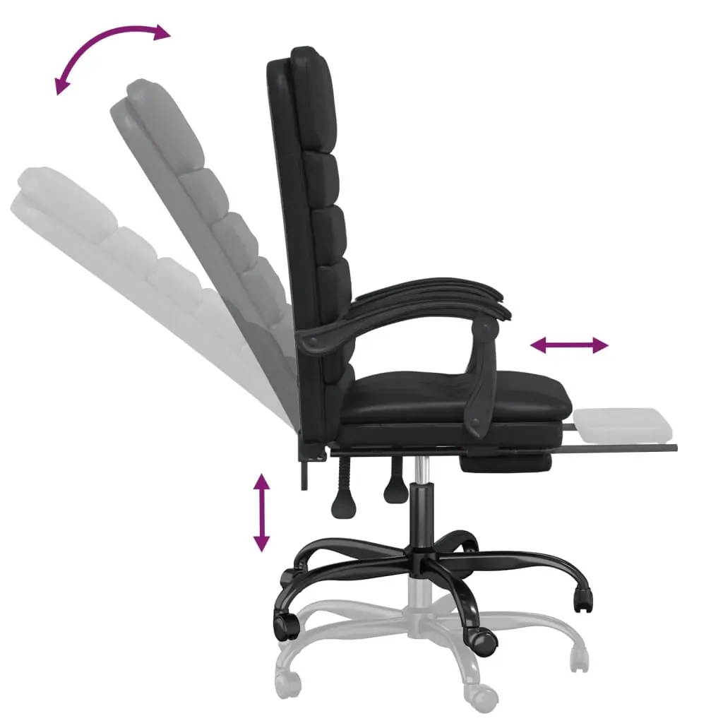 Massage Reclining Office Chair Black Faux Leather Price