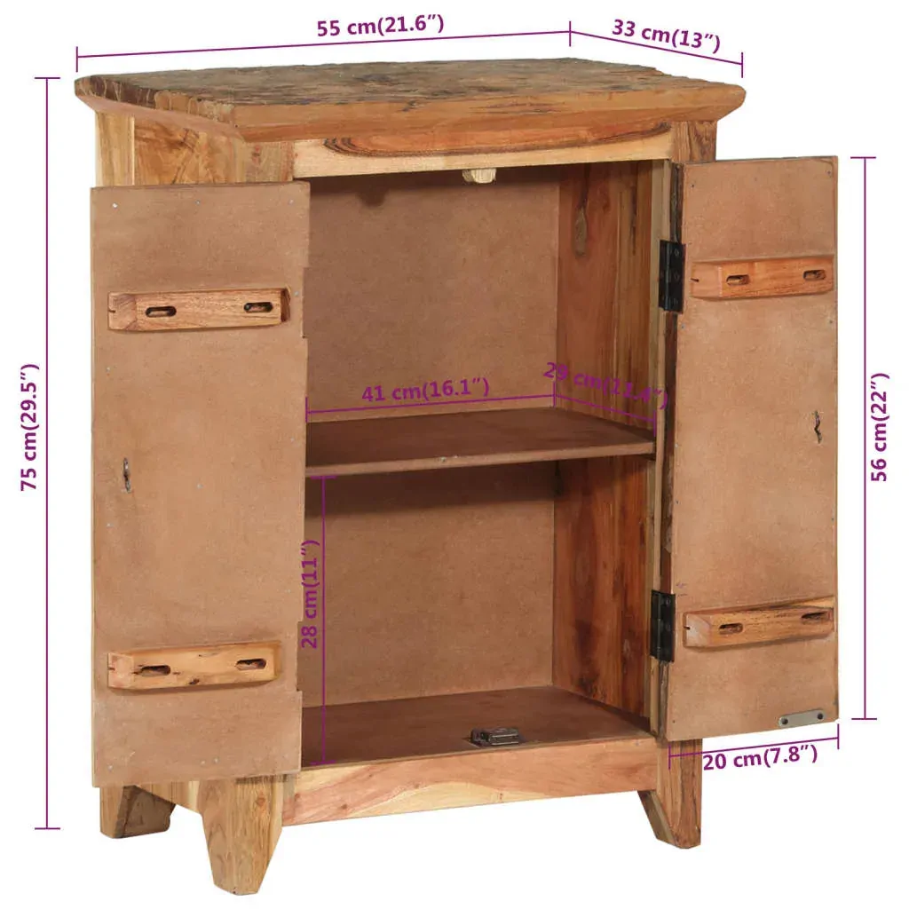 Sideboard 55x33x75 cm Solid Wood Acacia and Reclaimed Price