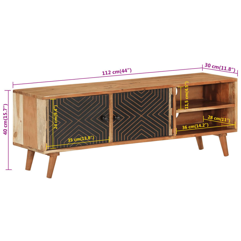TV Cabinet 112x30x40 cm Solid Wood Acacia Price