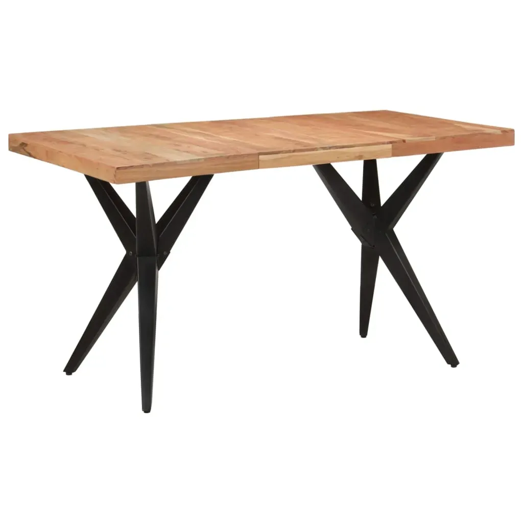 Dining Table Black 140x70x76 cm Solid Wood Acacia Price