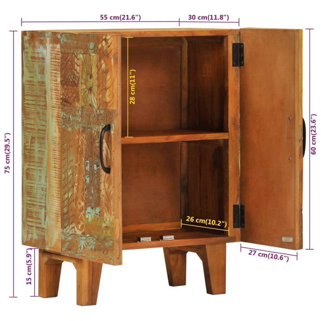 Hand Carved Sideboard 55x30x75 cm Solid Wood Reclaimed Price