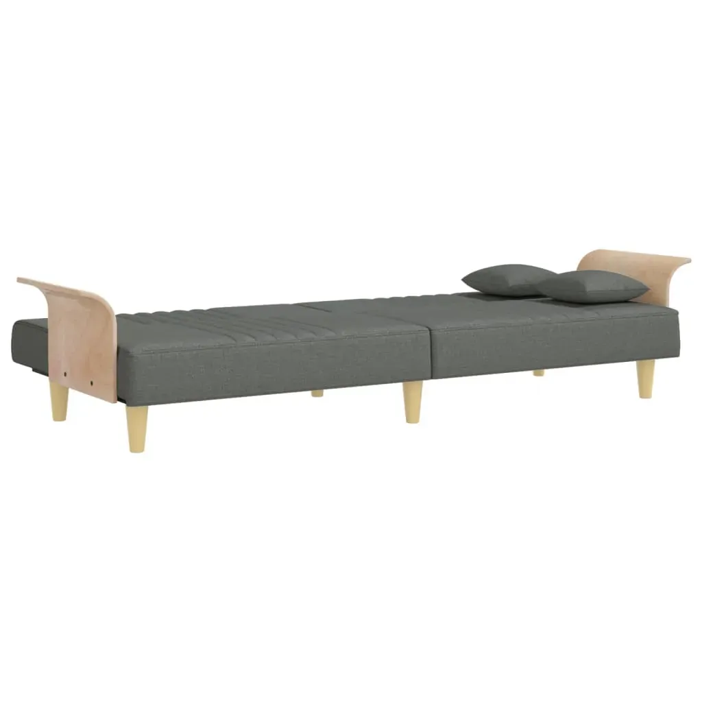 Sofa Bed with Armrests Dark Grey Fabric Price