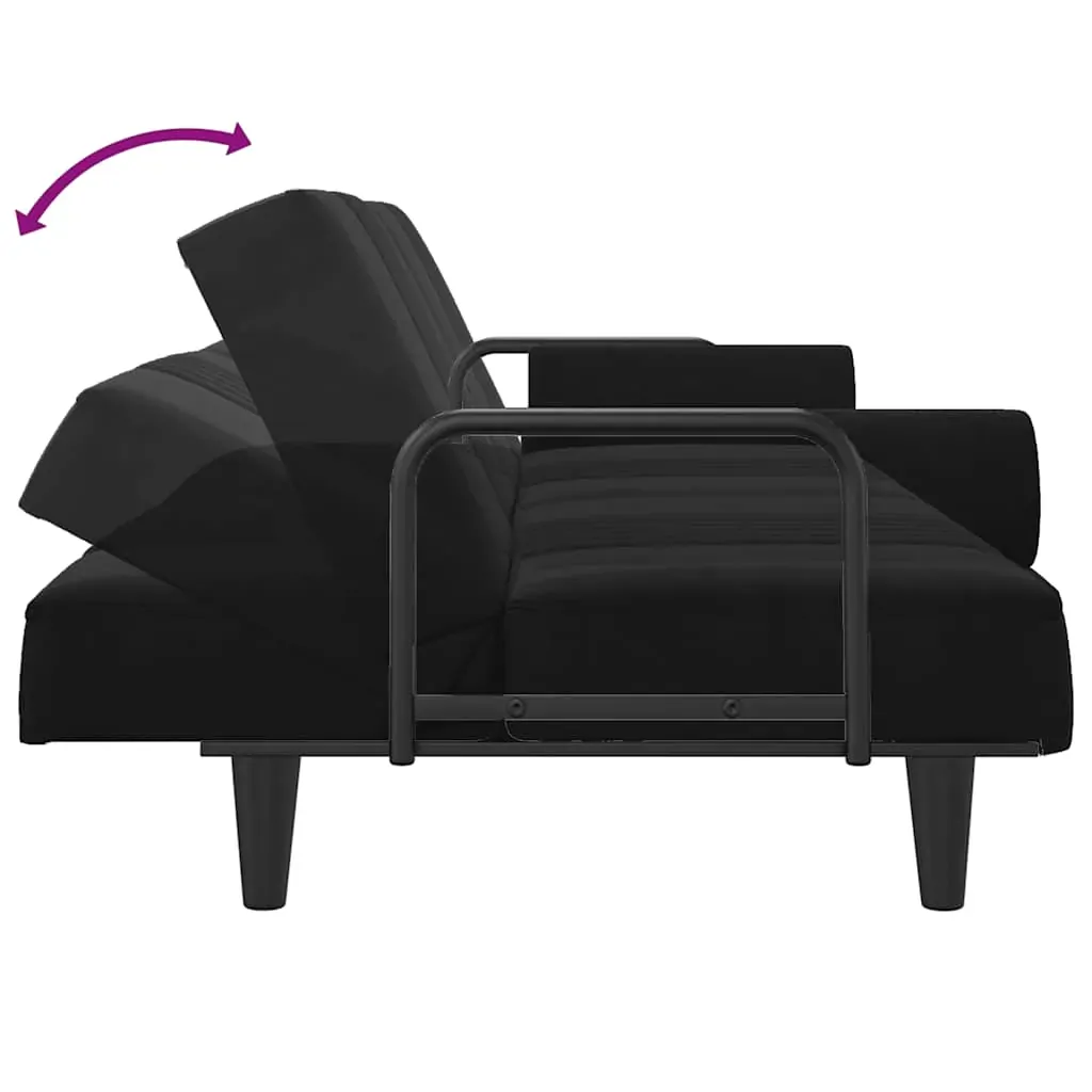 Sofa Bed with Armrests Black Velvet Price