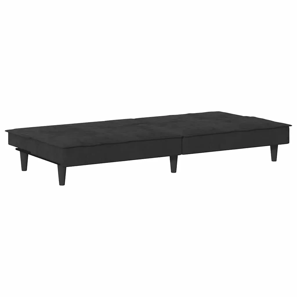 Sofa Bed with Cup Holders Black Velvet Price