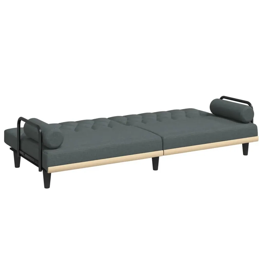 Sofa Bed with Armrests Dark Grey Fabric Price