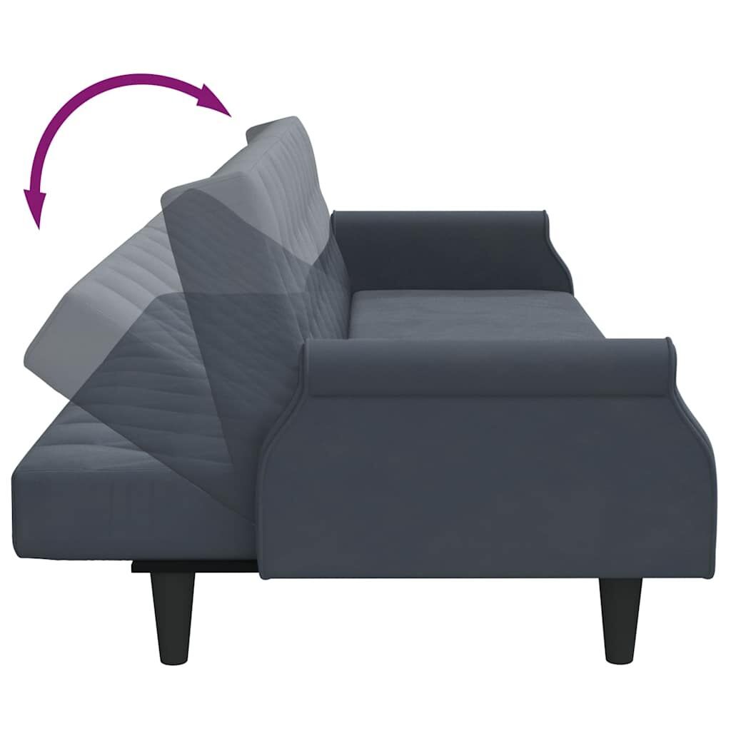 Sofa Bed with Armrests Dark Grey Velvet Price