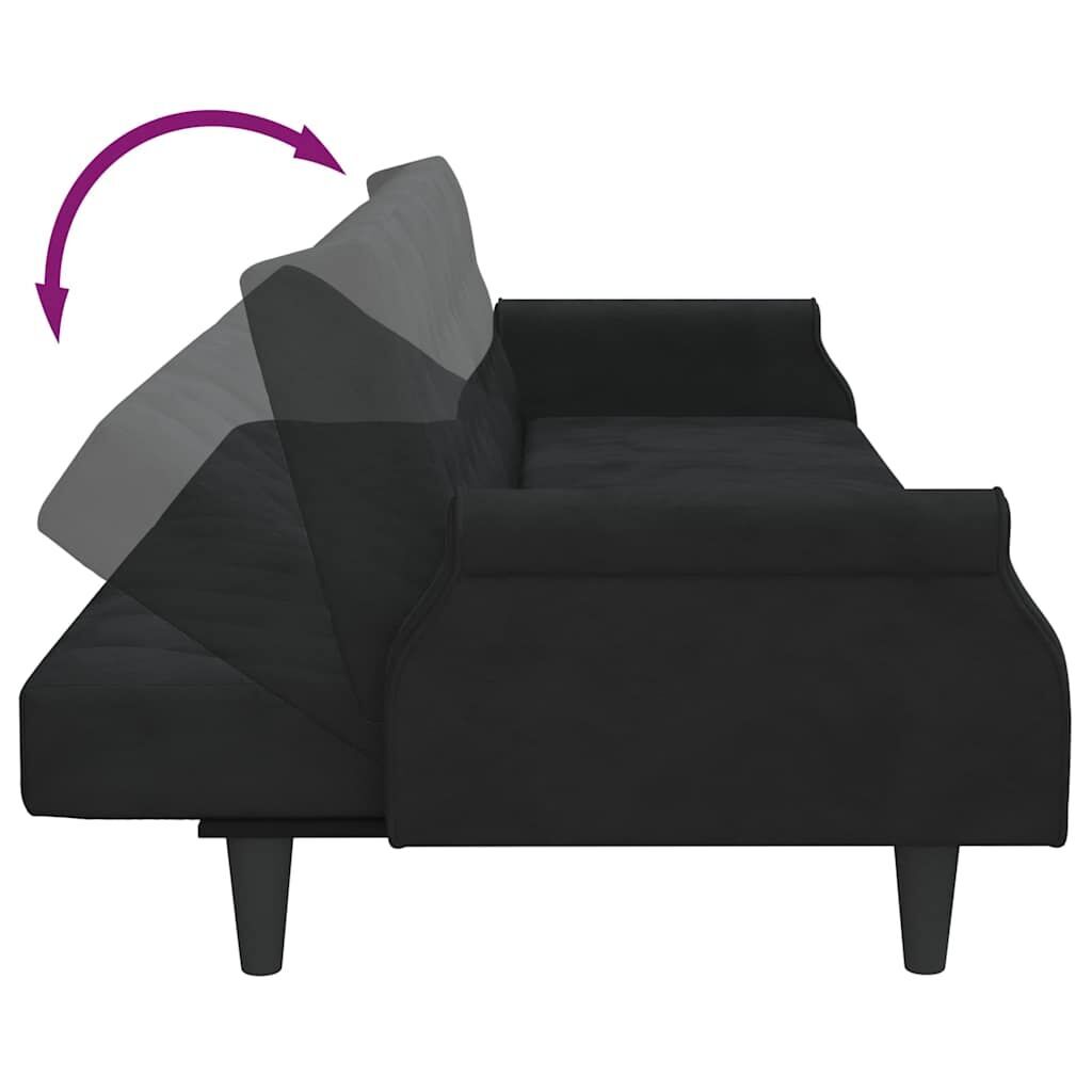 Sofa Bed with Armrests Black Velvet Price