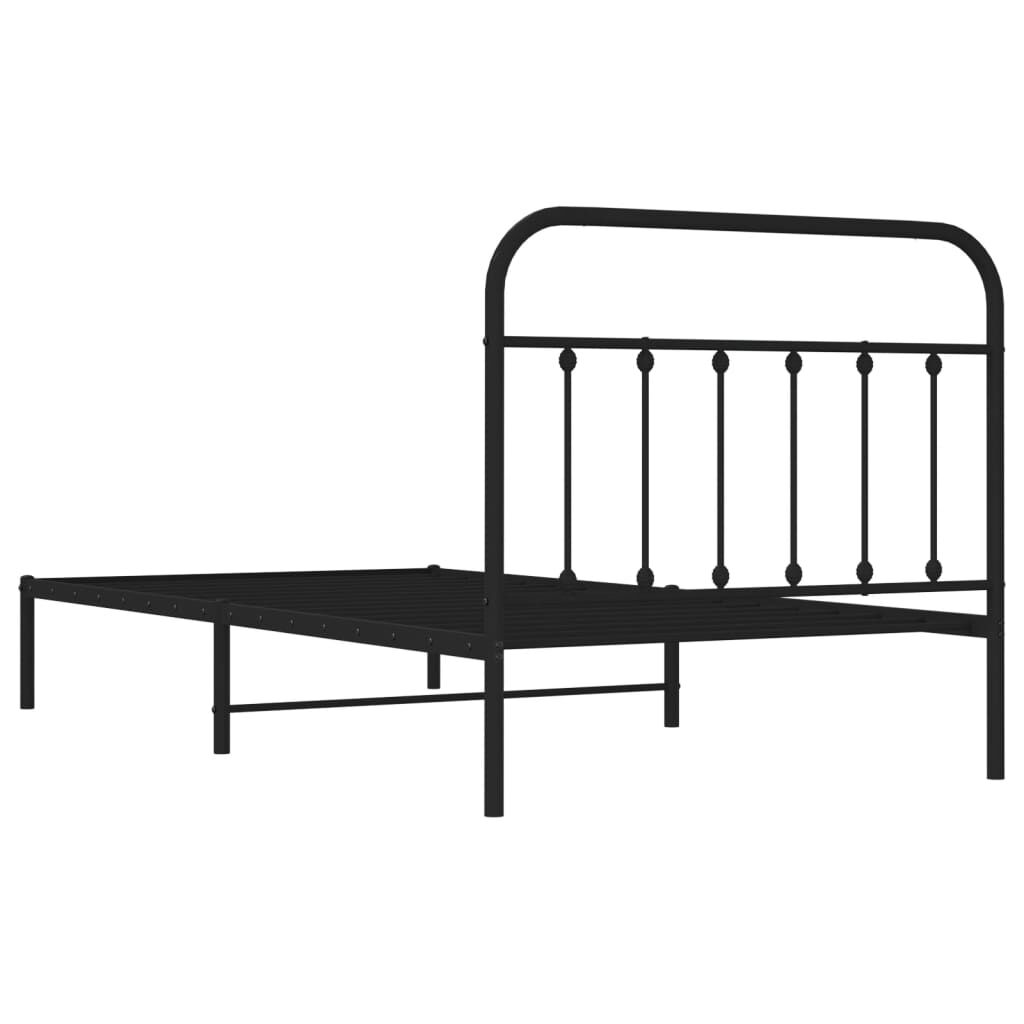 Metal Bed Frame without Mattress with Headboard Black 107x203 cm King Single Price