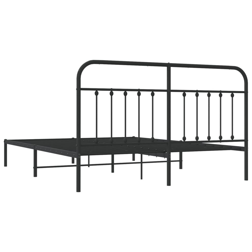 Metal Bed Frame without Mattress with Headboard Black 183x203 cm King Price