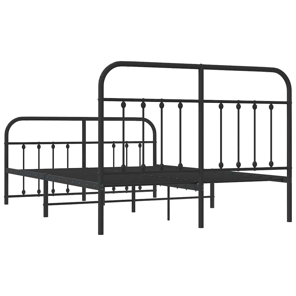 Metal Bed Frame without Mattress with Footboard Black 135x190 cm Price
