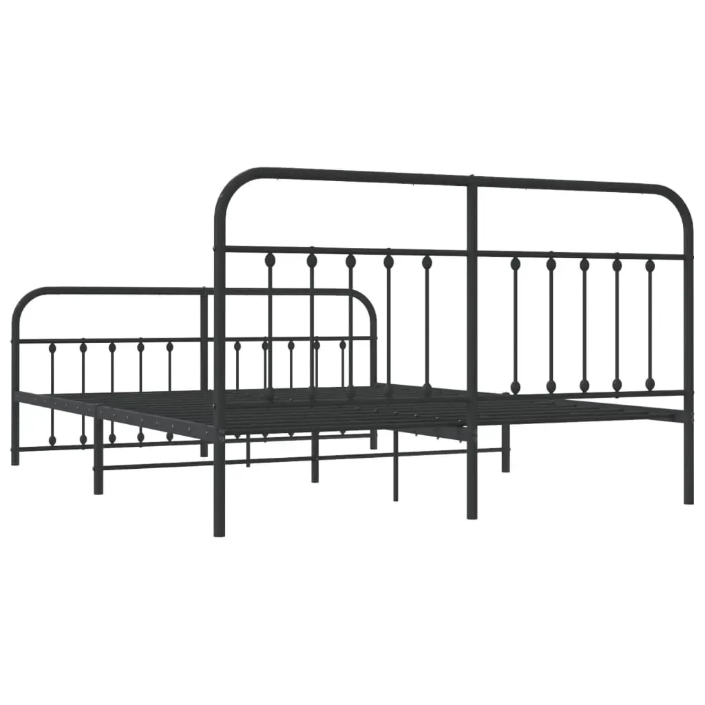 Metal Bed Frame without Mattress with Footboard Black 183x203 cm King Price