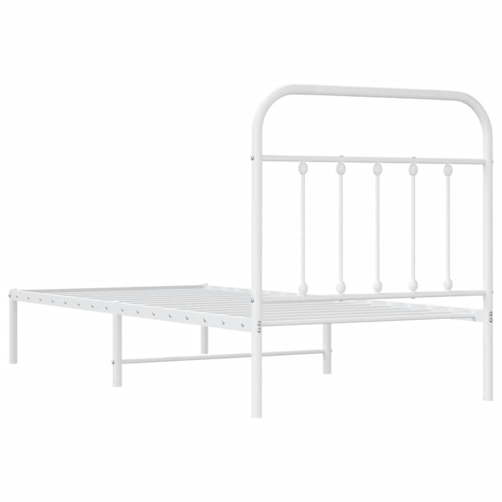 Metal Bed Frame without Mattress with Headboard White 90x190 cm Price