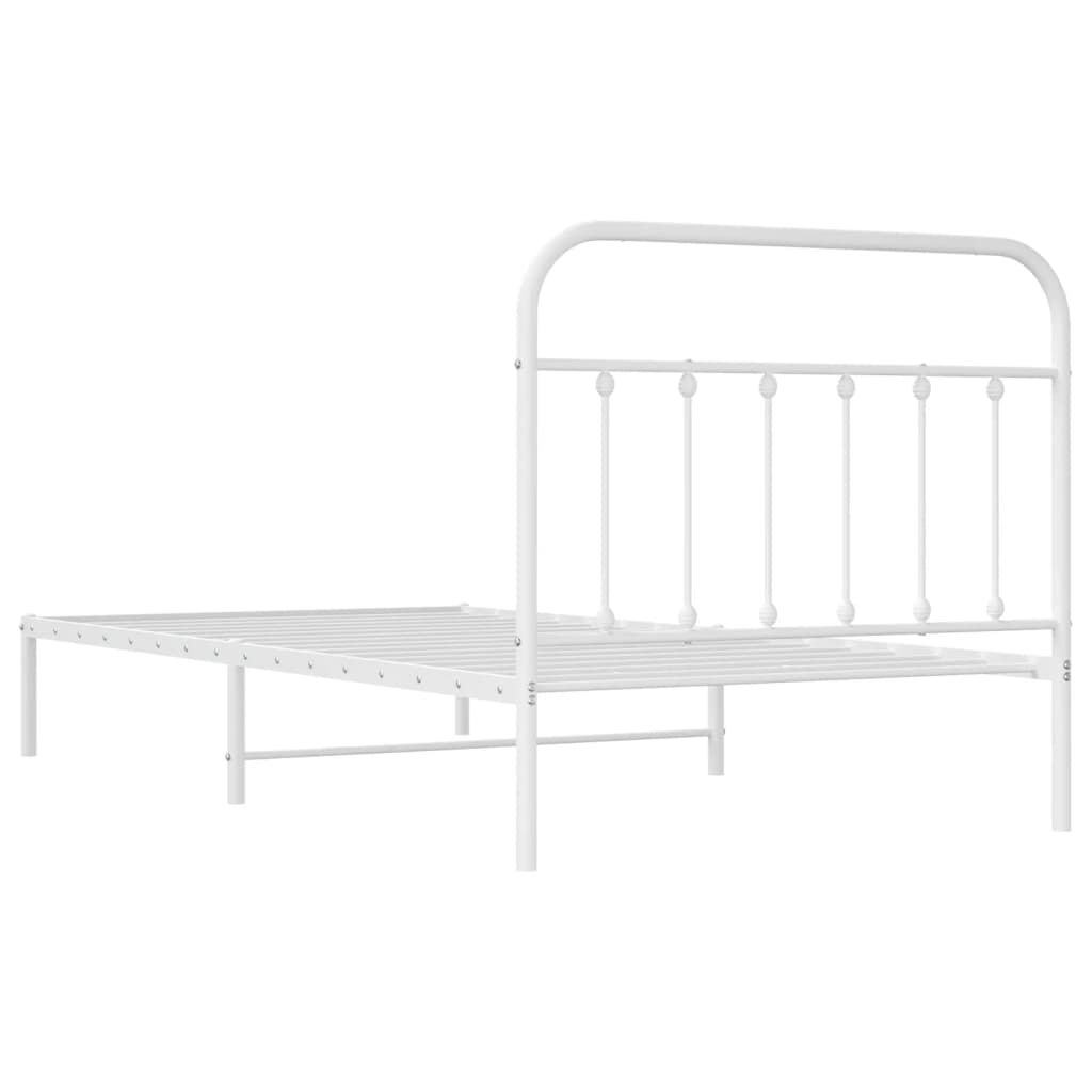 Metal Bed Frame without Mattress with Headboard White 107x203 cm King Single Price