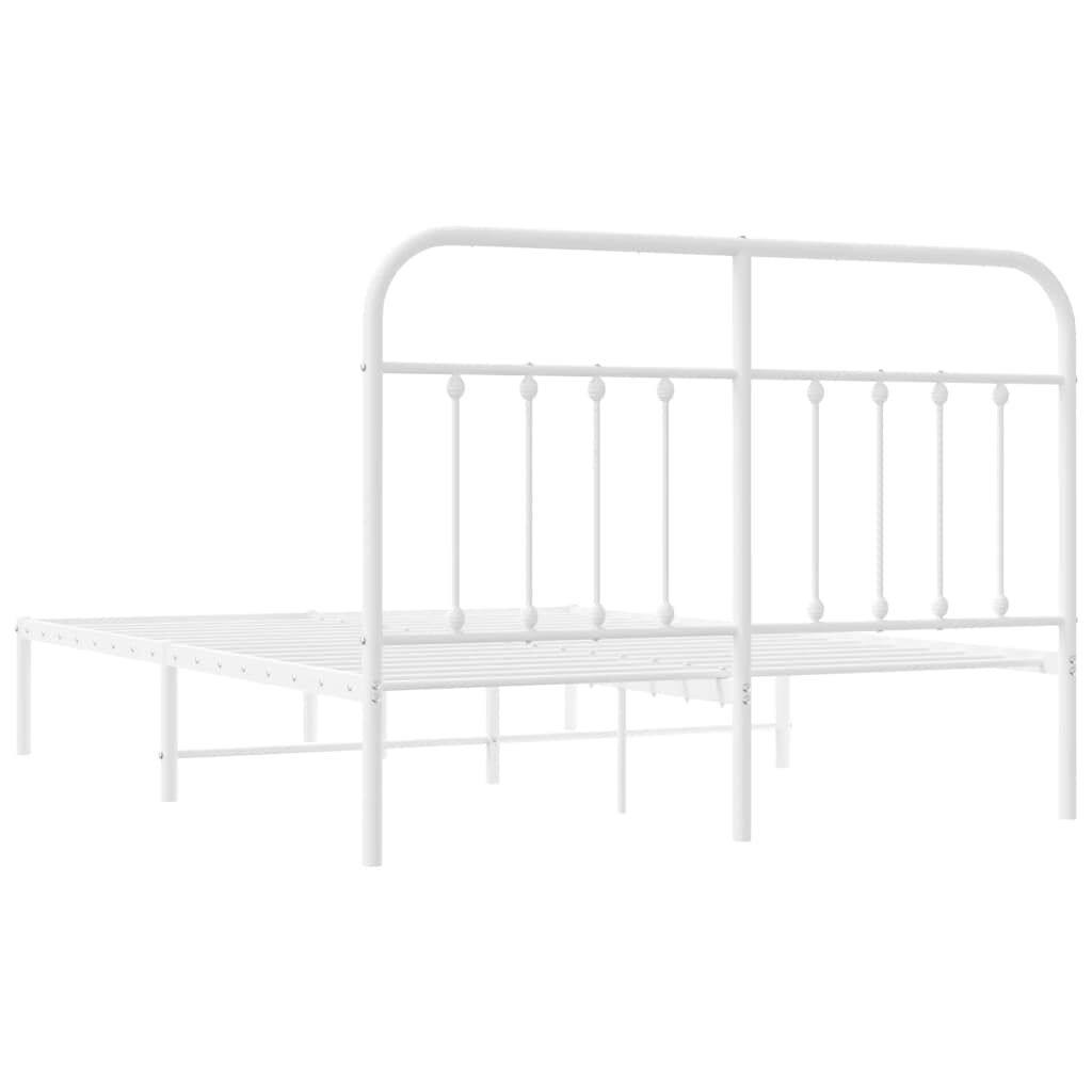 Metal Bed Frame without Mattress with Headboard White 135x190 cm Price
