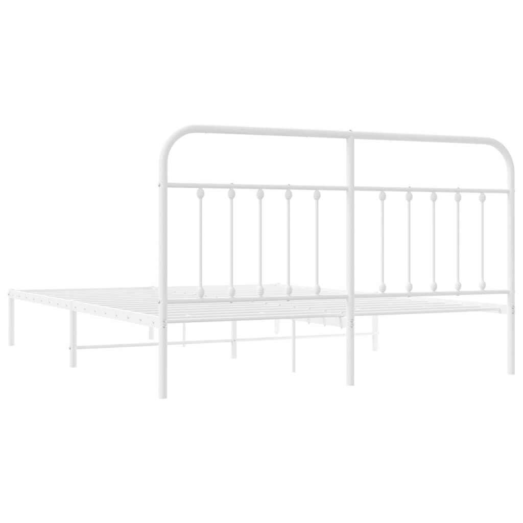 Metal Bed Frame without Mattress with Headboard White 183x203 cm King Price