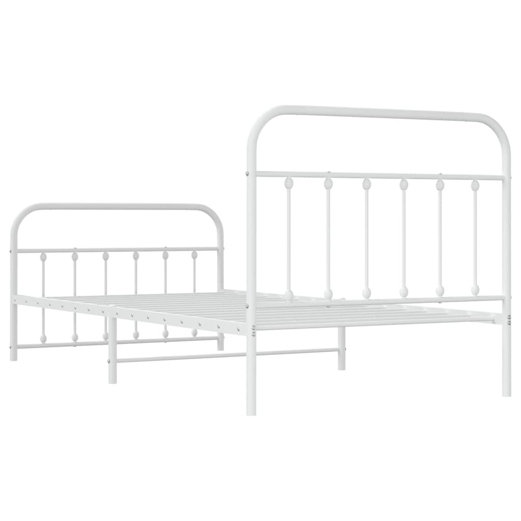Metal Bed Frame without Mattress with Footboard White 107x203 cm King Single Price