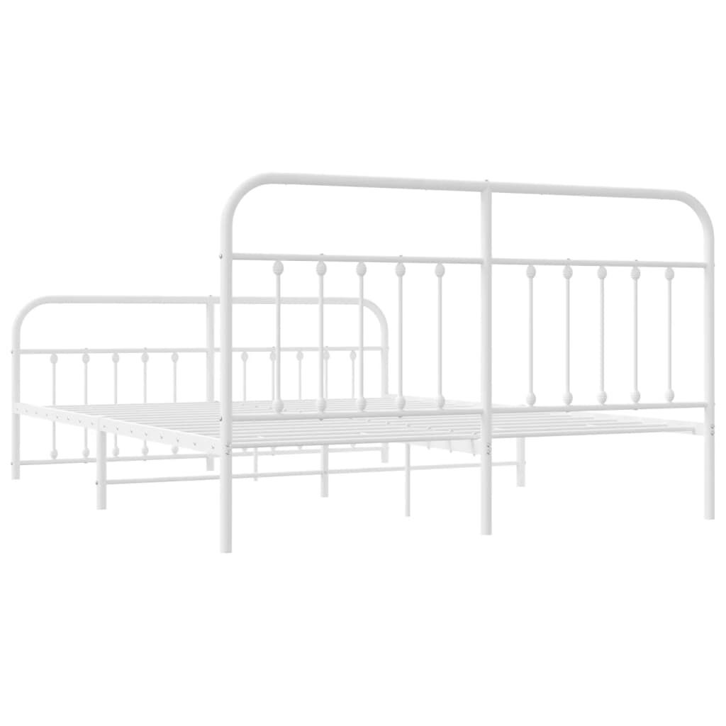Metal Bed Frame without Mattress with Footboard White 183x203 cm King Price