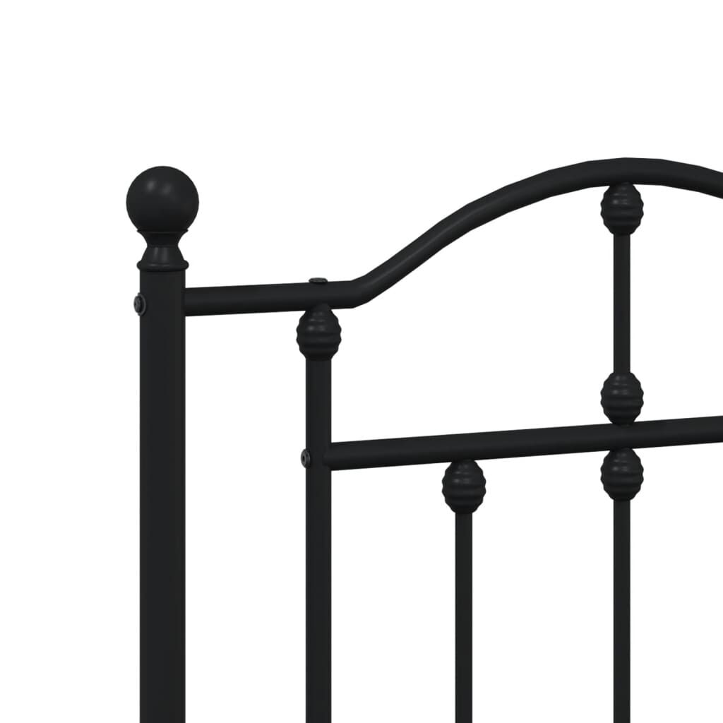 Metal Bed Frame without Mattress with Headboard Black 183x203 cm King Price