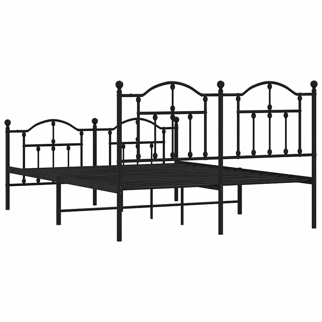 Metal Bed Frame without Mattress with Footboard Black 135x190 cm Price