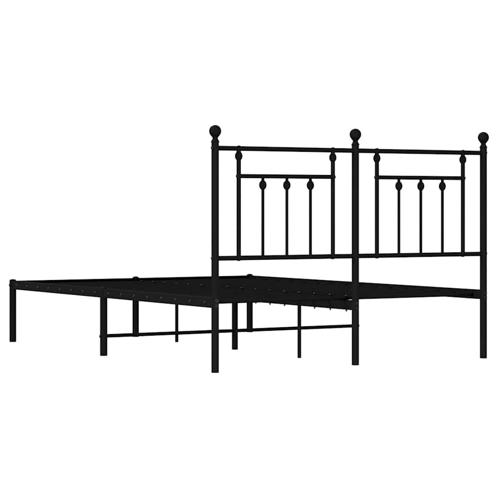 Metal Bed Frame without Mattress with Headboard Black 150x200 cm Price