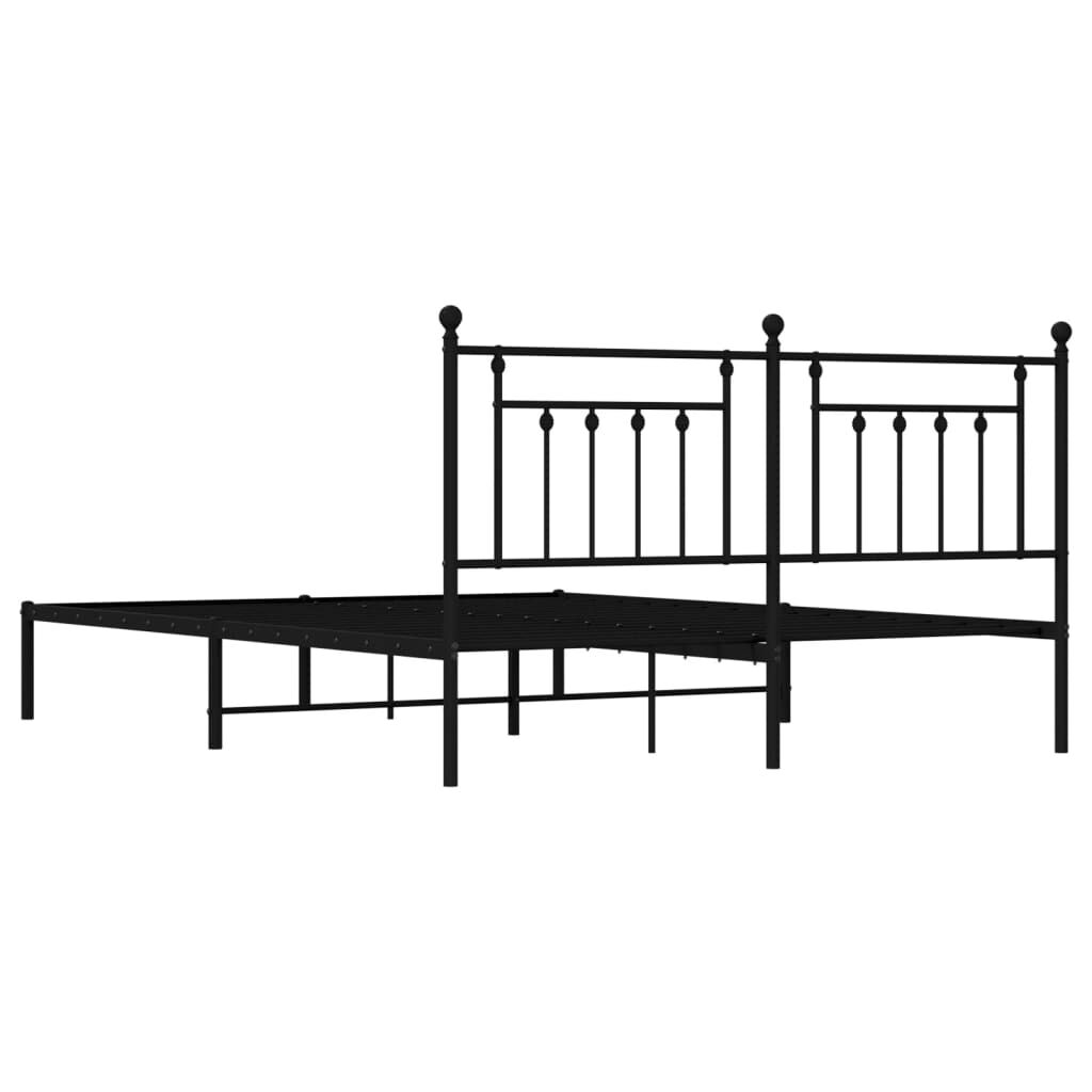 Metal Bed Frame without Mattress with Headboard Black 183x203 cm King Price