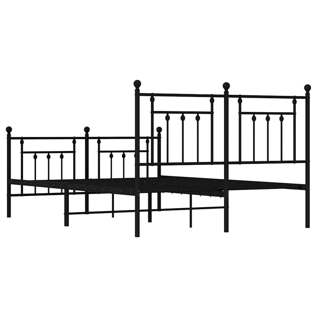 Metal Bed Frame without Mattress with Footboard Black 150x200 cm Price