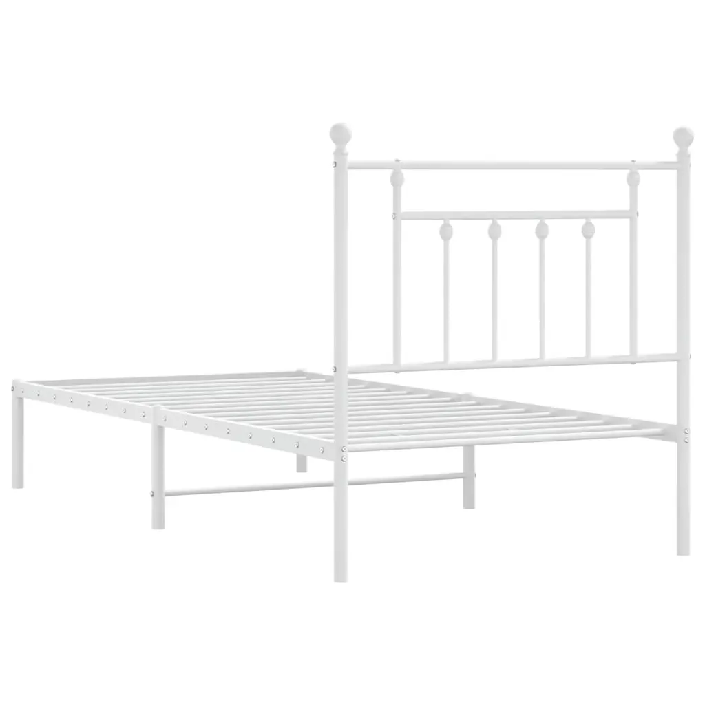 Metal Bed Frame without Mattress with Headboard White 90x190 cm Price