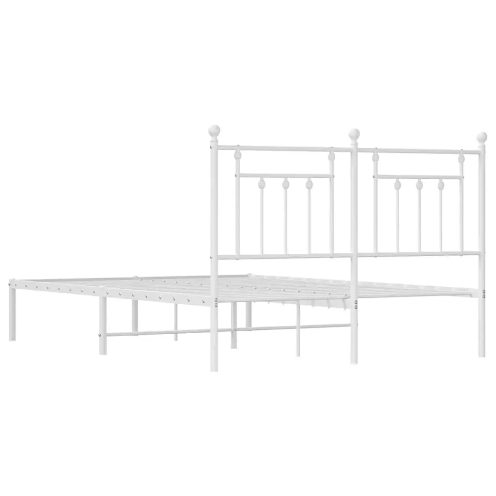 Metal Bed Frame without Mattress with Headboard White 150x200 cm Price