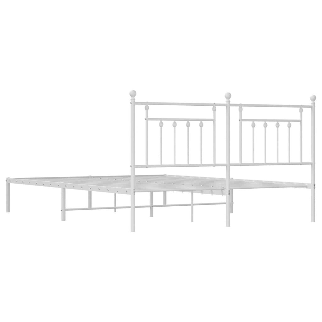 Metal Bed Frame without Mattress with Headboard White 183x203 cm King Price