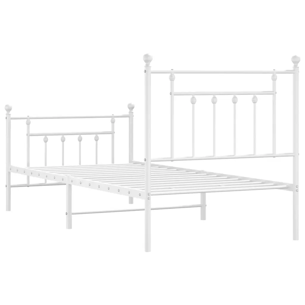 Metal Bed Frame without Mattress with Footboard White 90x190 cm Price