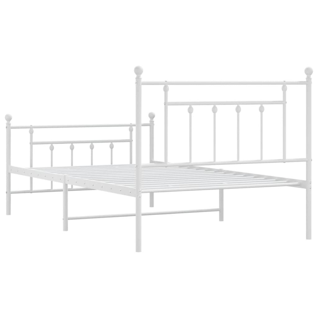 Metal Bed Frame without Mattress with Footboard White 107x203 cm King Single Price