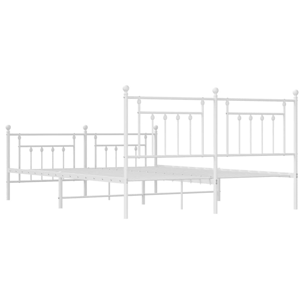 Metal Bed Frame without Mattress with Footboard White 183x203 cm King Price