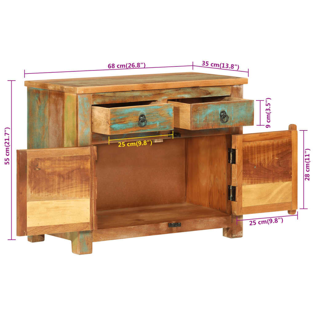 Sideboard 68x35x55 cm Solid Wood Reclaimed Price