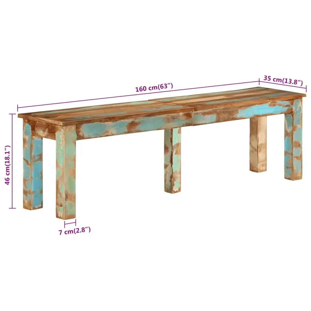 Bench 160x35x46 cm Solid Reclaimed Wood Price