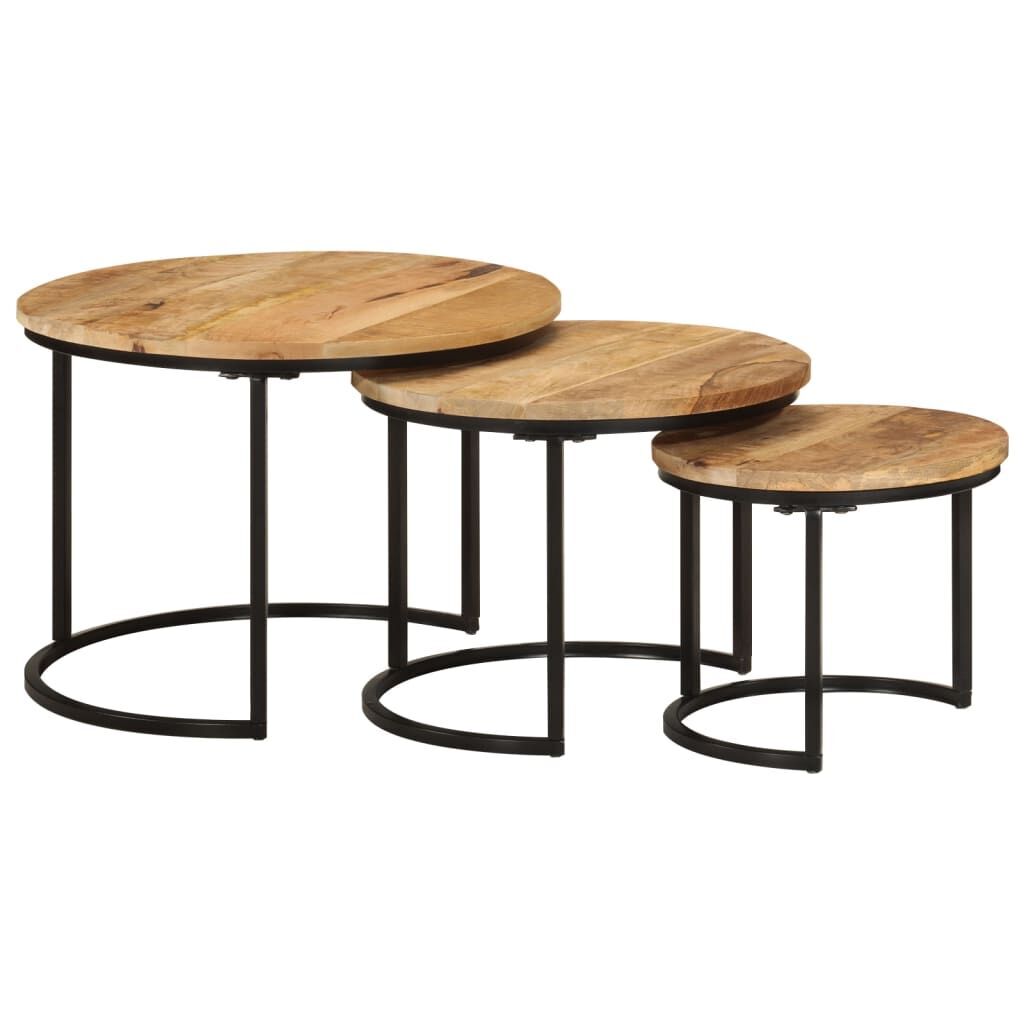 Nesting Tables 3 pcs Solid Rough Wood Mango Price