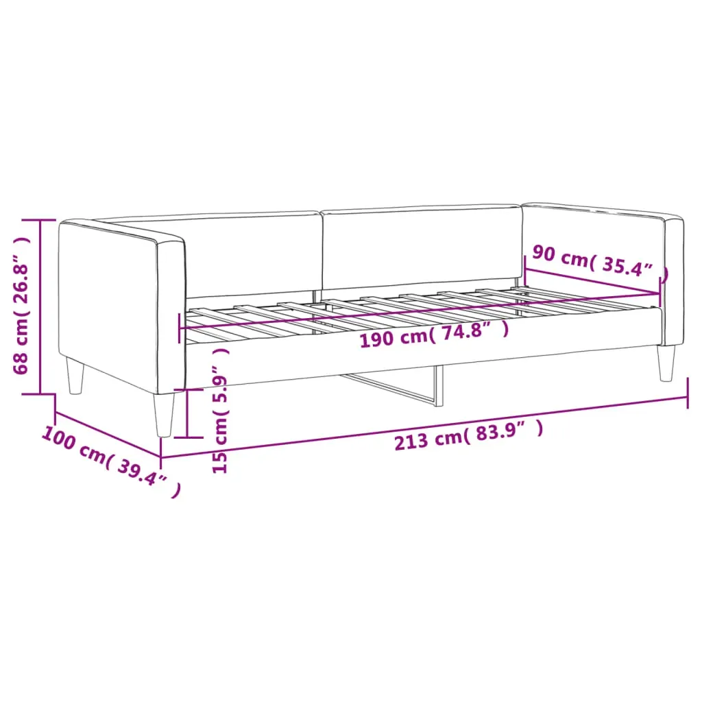 Day Bed without Mattress Dark Grey 90x190 cm Fabric Price