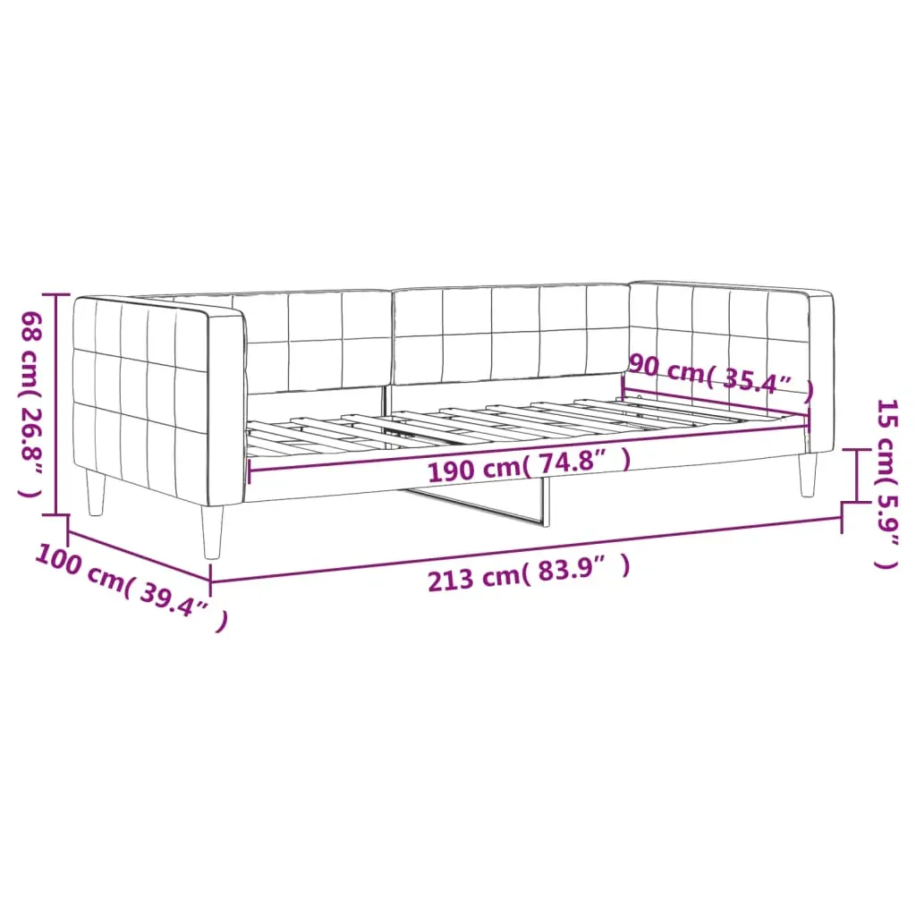 Day Bed without Mattress Light Grey 90x190 cm Velvet Price