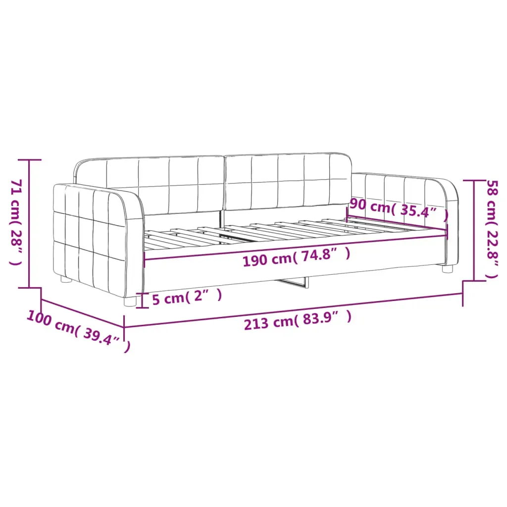 Day Bed without Mattress Light Grey 90x190 cm Velvet Price