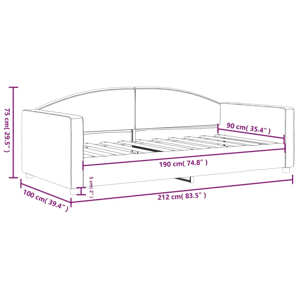 Day Bed without Mattress Dark Grey 90x190 cm Fabric Price