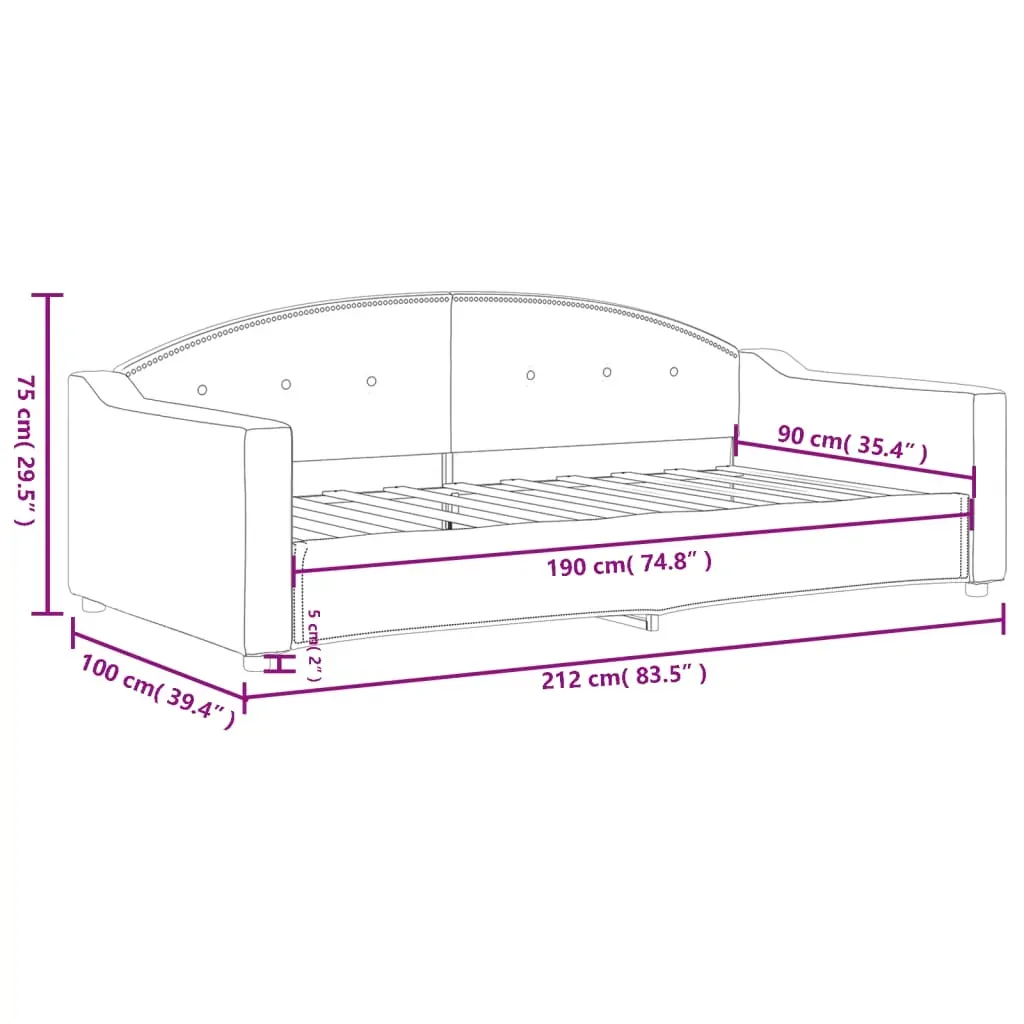 Day Bed without Mattress Dark Grey 90x190 cm Fabric Price