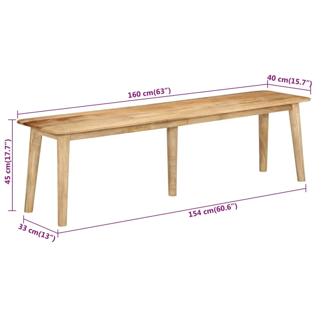 Bench 160x40x45 cm Solid Wood Mango Price