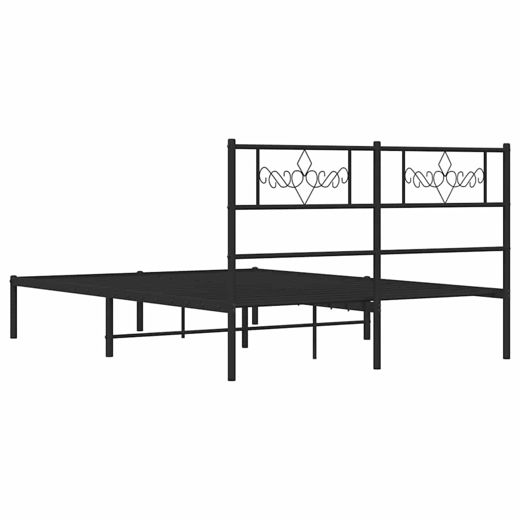 Metal Bed Frame without Mattress with Headboard Black 150x200 cm Price