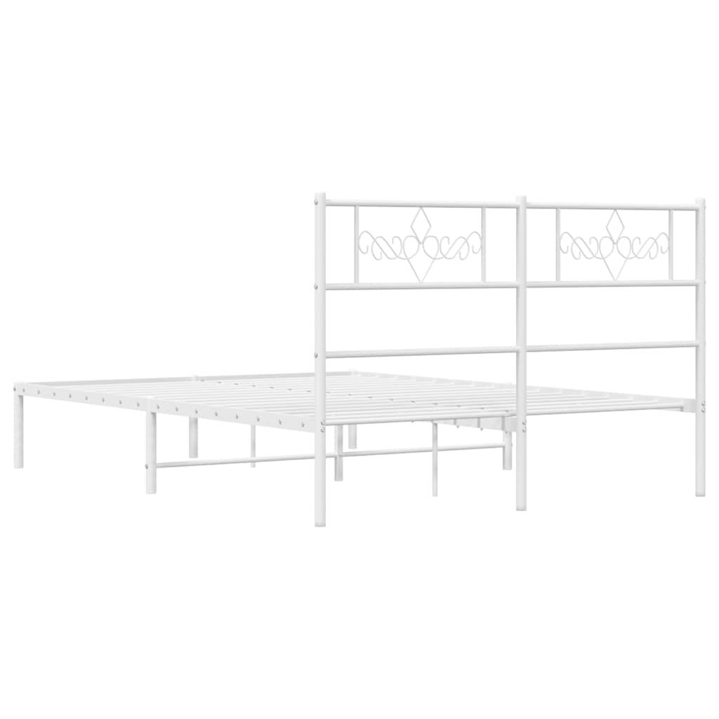 Metal Bed Frame without Mattress with Headboard White 135x190 cm Price