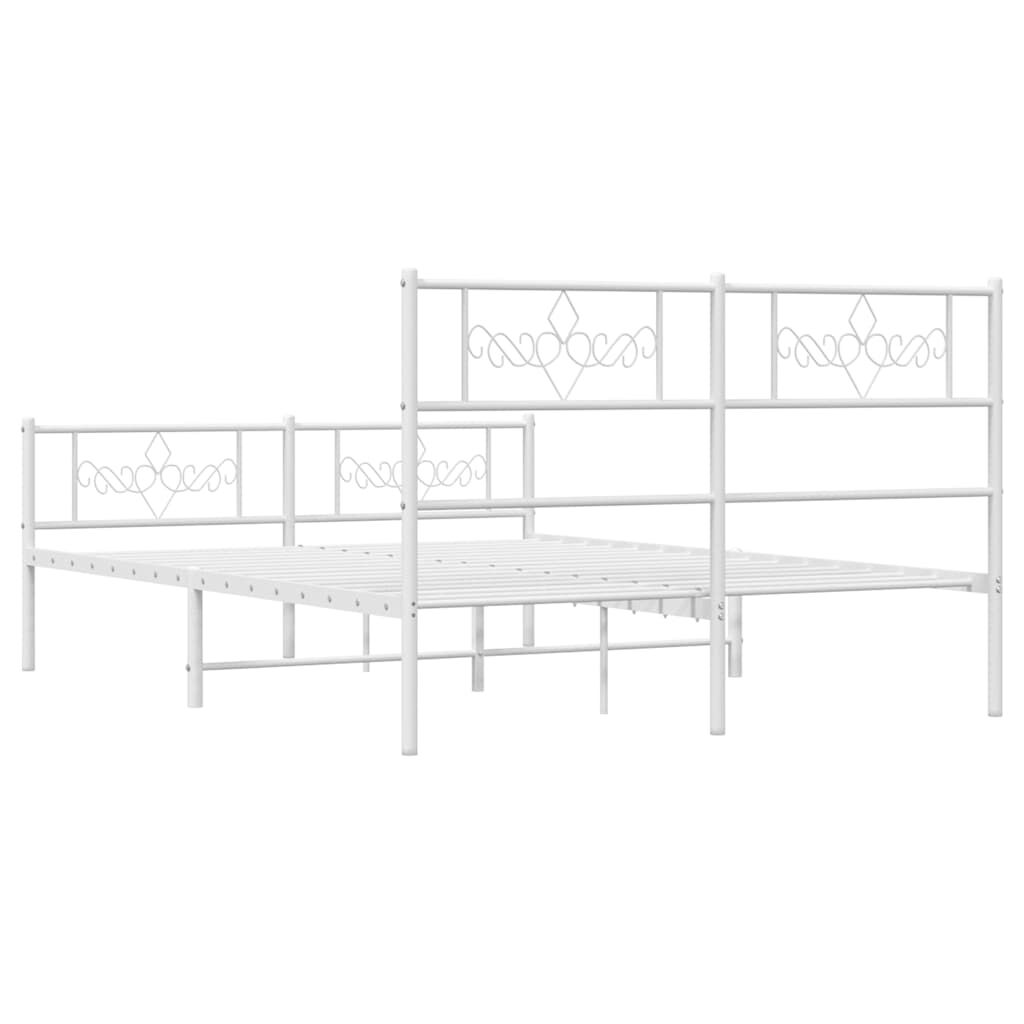 Metal Bed Frame without Mattress with Footboard White 150x200 cm Price