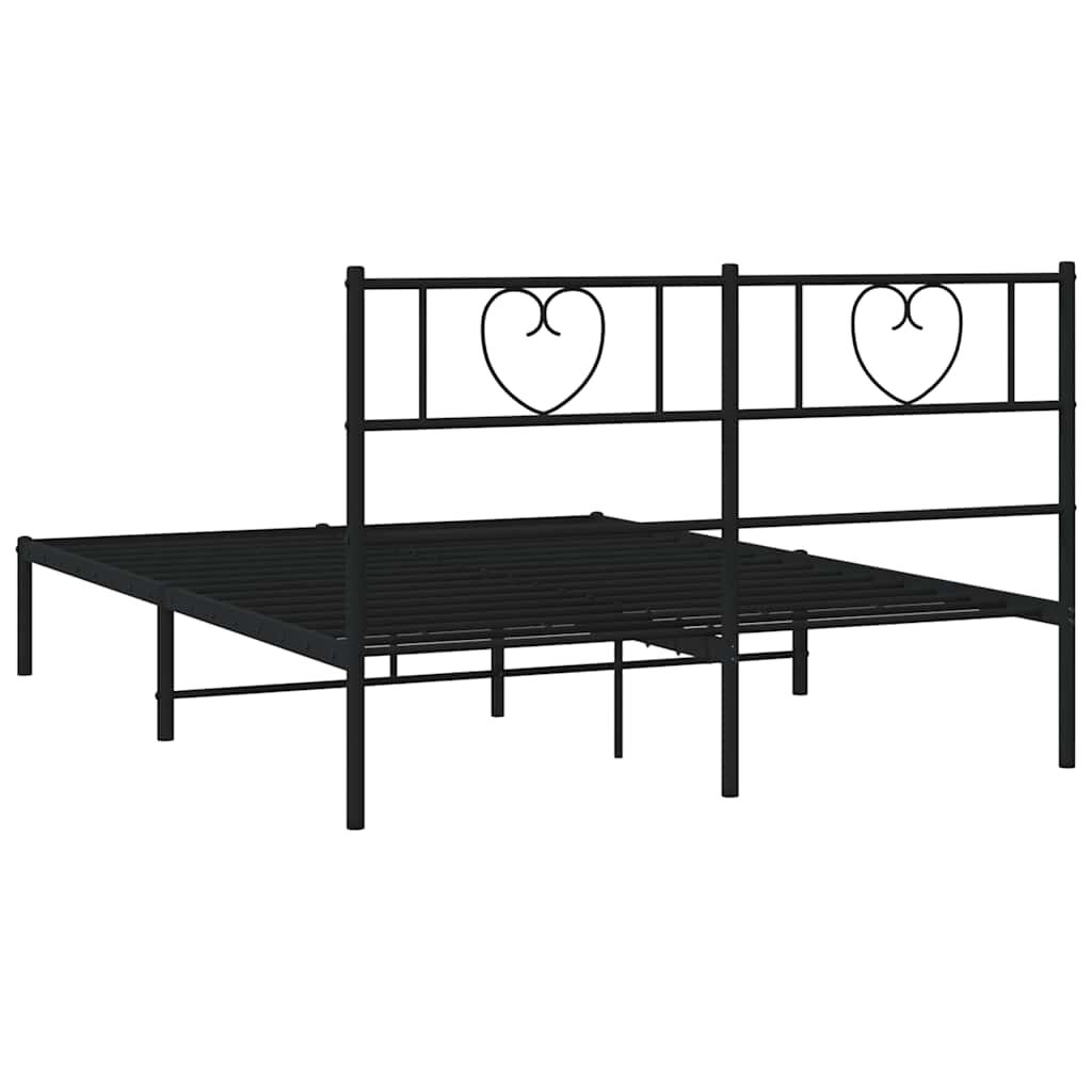 Metal Bed Frame without Mattress with Headboard Black 150x200 cm Price
