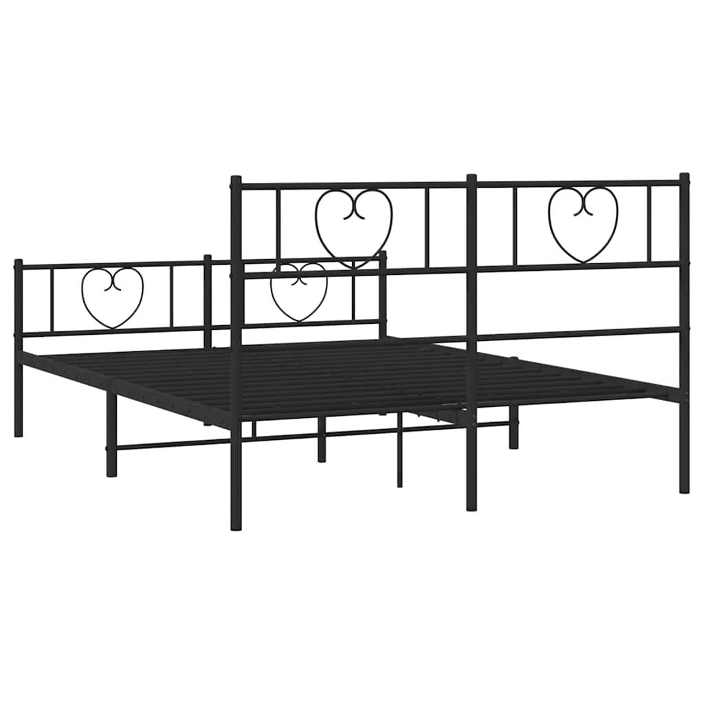Metal Bed Frame without Mattress with Footboard Black 135x190 cm Price